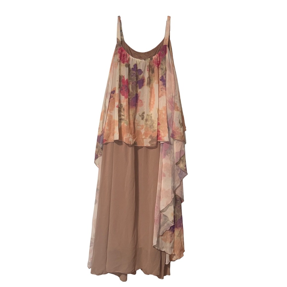 DAZY Layered Maxi Dress Womens Medium Mauve Floral Chiffon